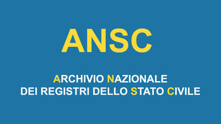 scritta gialla ANSC su fondo azzurro 