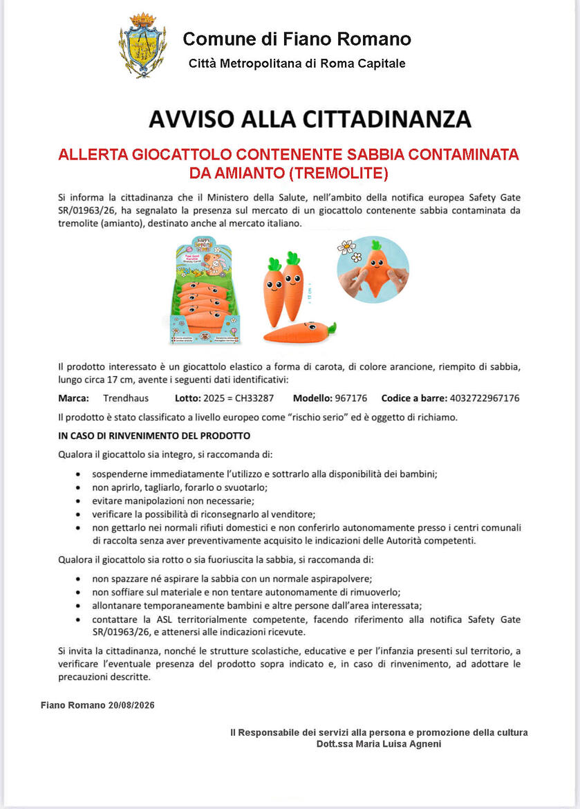 Immagine: giocattolo contaminato