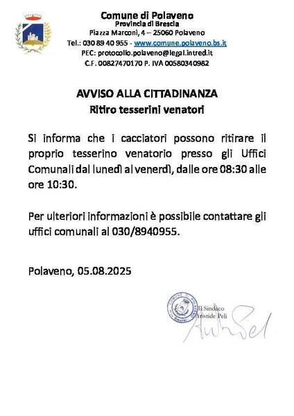 Immagine: AVVISO