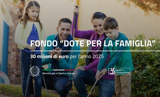 Immagine: Fondo dote per la Famiglia: sostegno alla genitorialità e le attività sportive e ricreative effettuate in periodi extrascolastici