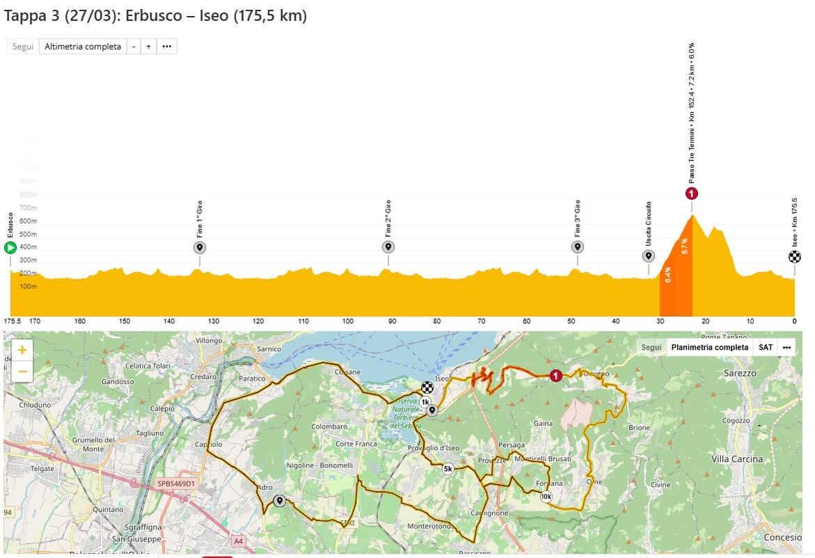 Immagine: Venerdì 27 marzo 2026: Tappa 3 (27/03): Erbusco – Iseo 