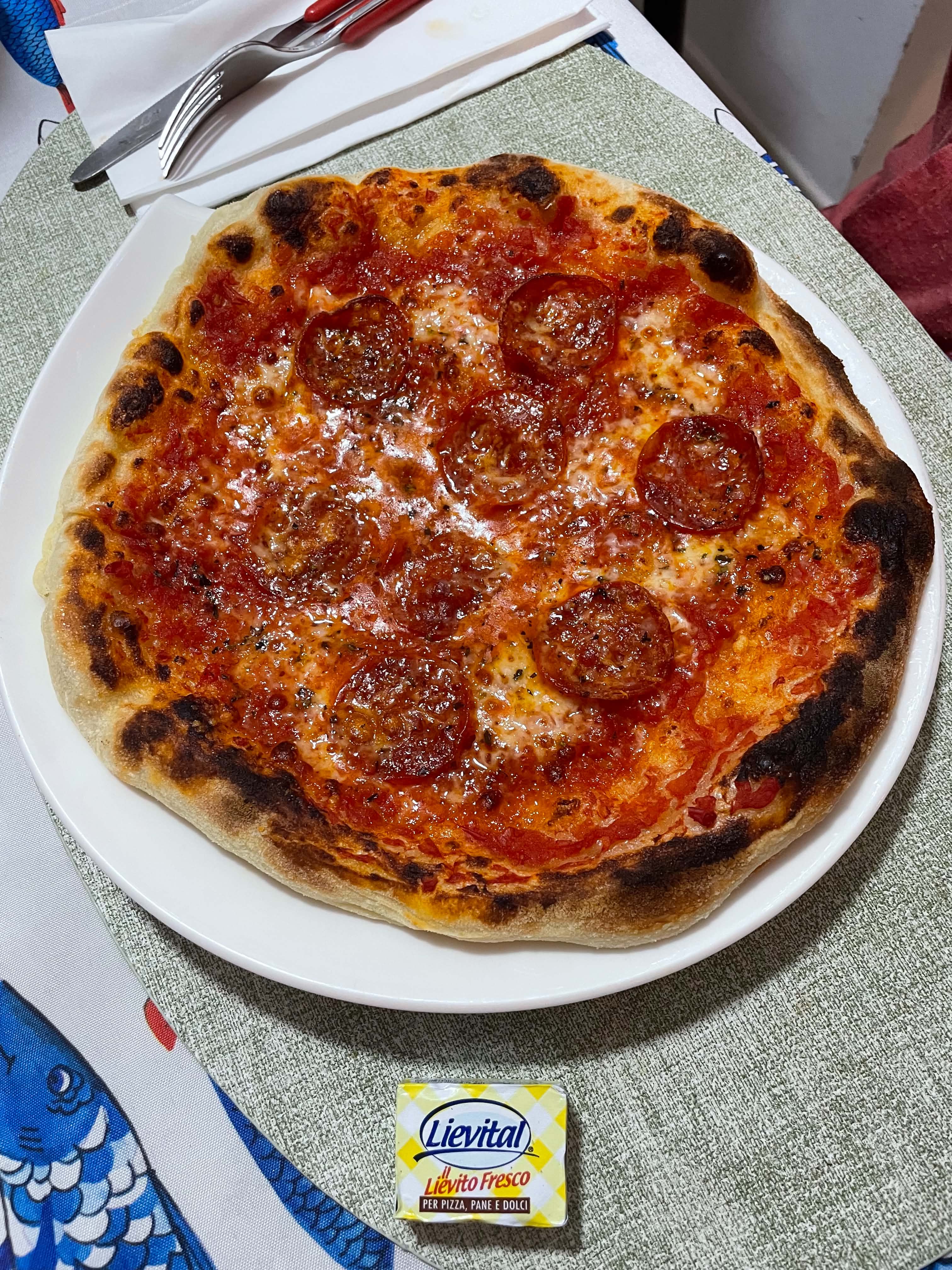Pizza al salamino piccante                                                                                                                                                                                                                                