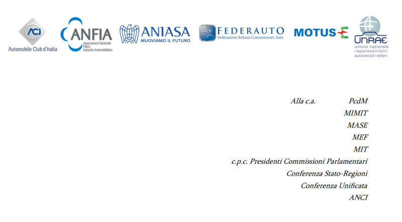 Crisi automotive: lettera congiunta delle Associazioni alle Istituzioni