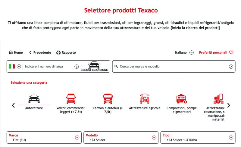 Selettore Prodotti Texaco: come trovare il giusto lubrificante