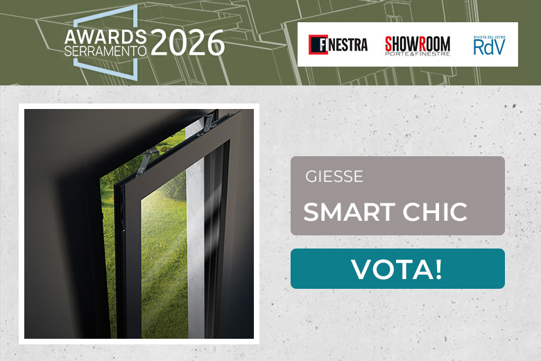 Smart Chic di Giesse, attuatore invisibile per sistemi anta ribalta è candidato all’Awards del Serramento