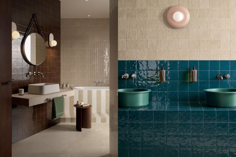 Miniature Tela by Ceramiche Marca Corona: doppio formato per la nuova collezione glossy da rivestimento