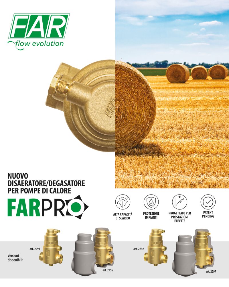 Disaeratore pompe di calore FARPRO con attacchi F-F e coibentazione integrata