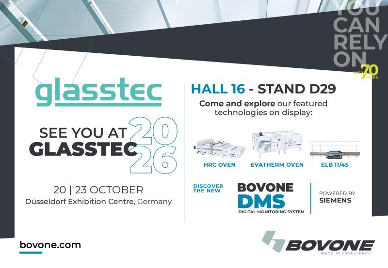 Bovone a glasstec 2026: la laminazione del vetro in una visione a 360°