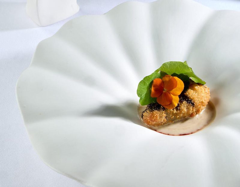 Ostrica croccante, lardo di Colonnata e Chardonnay