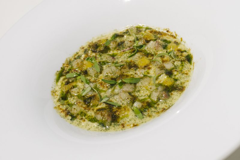 Ricordo di Sapori Antichi – Ditalino rigato e pepe bucato del Pastificio Garofalo, burro alle erbe mediterranee, limone marocchino, curry e ricciola marinata