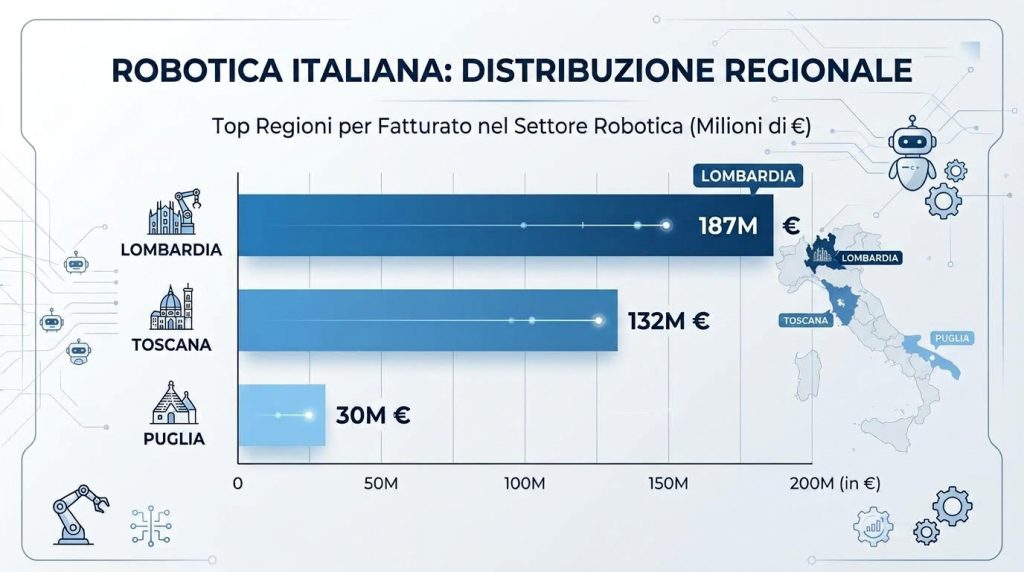 Robotica italiana: le prime tre regioni top