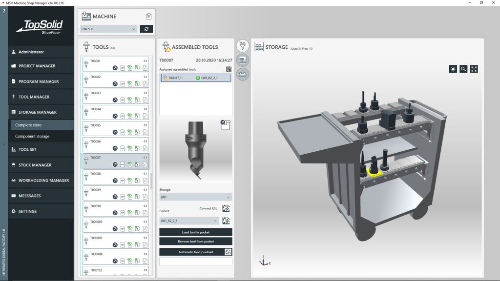 TOPSOLID’SHOPFLOOR storage manager
