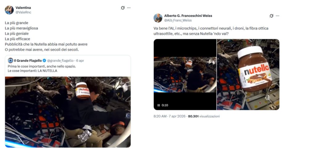 Esempio post Nutella su Artemis II
