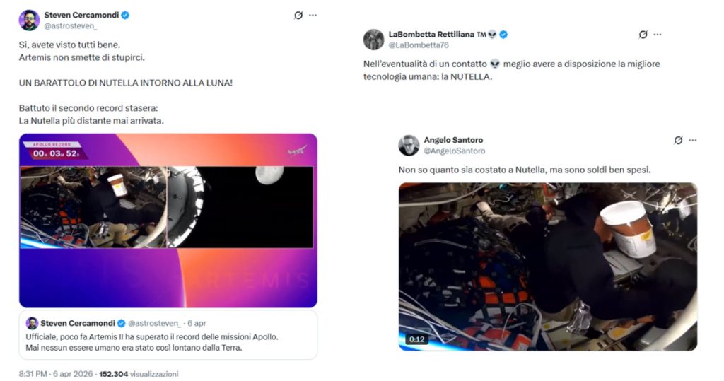 Esempio post Nutella su Artemis II